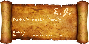Radvánszki Jenő névjegykártya
