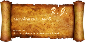 Radvánszki Jenő névjegykártya